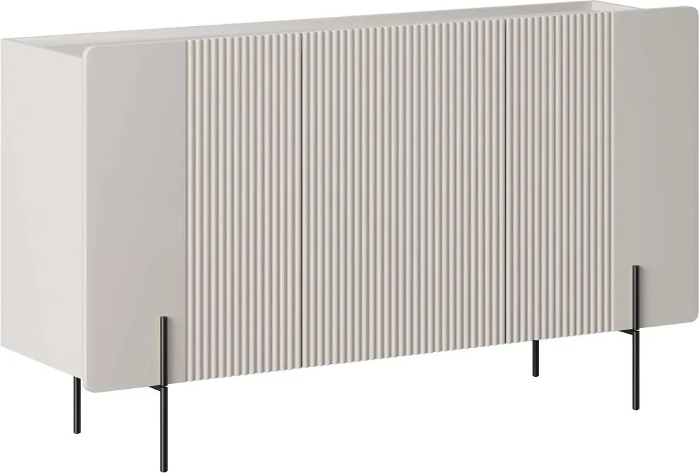 Komoda Malmi 150 cm trzydrzwiowa - kaszmir / czarne nóżki