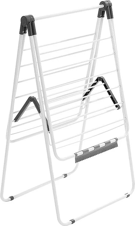 Składana Suszarka do Ubrań SucceBuy, Suszarka Stojąca z 2 Poziomami, z Zaciskami do Skarpetek i 21 Prętami do Suszenia, Metalowa, Regulowana Wysokość, Biała