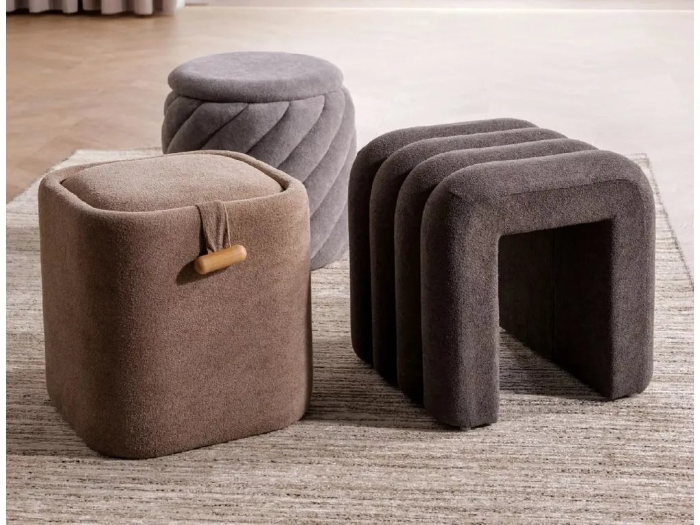 Beżowy taboret NAP z miejscem do przechowywania 37x37 cm