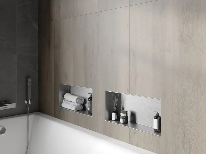 Mexen X-Wall-NR półka wnękowa bez kołnierza 45 x 20 cm, inox - 1911452010
