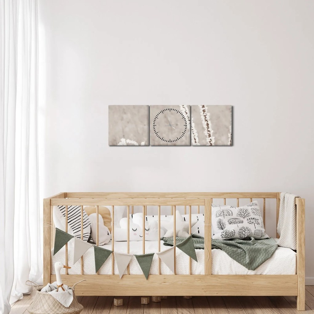 Obraz - Oset w zimie (z zegarem) (90x30 cm)