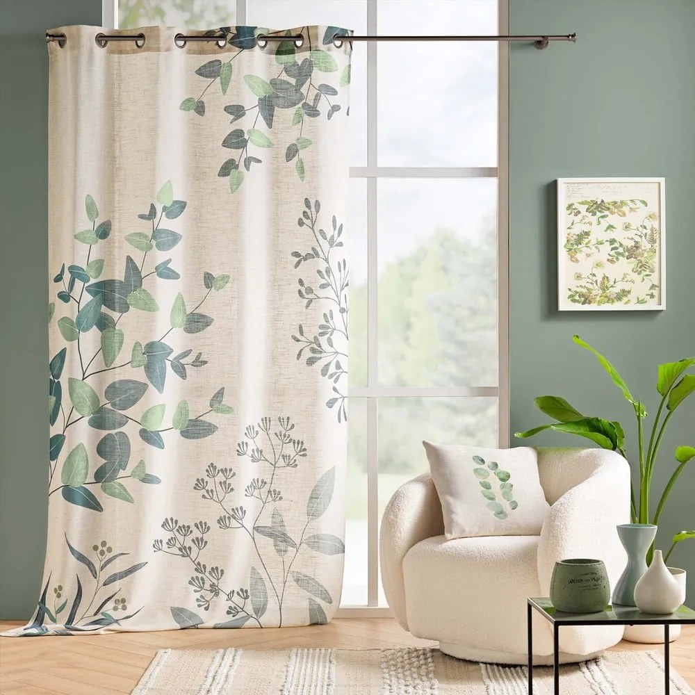 Zielono-beżowa zasłona 140x260 cm Botanica – douceur d'intérieur
