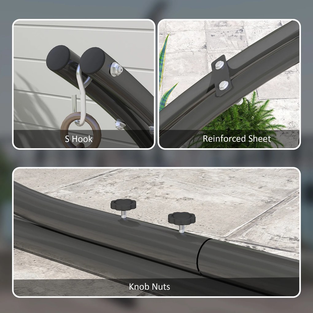 Outsunny Stelaż metalowy do fotela wiszącego w kształcie litery C z podstawą do 150kg - Czarny