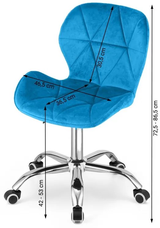 Zestaw do biura – składany stół ZARIMO 80×40 cm biały + krzesło biurowe AVOLA VELVET niebieskie