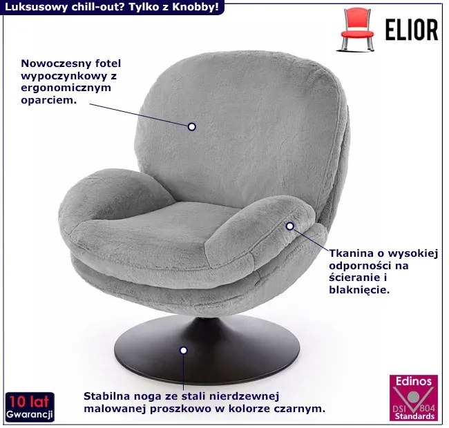 Nowoczesny fotel wypoczynkowy popiel L3-N49