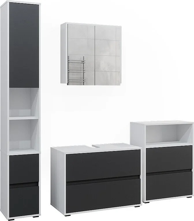 Zestaw mebli łazienkowych biały/antracyt 80x40x58 maltin