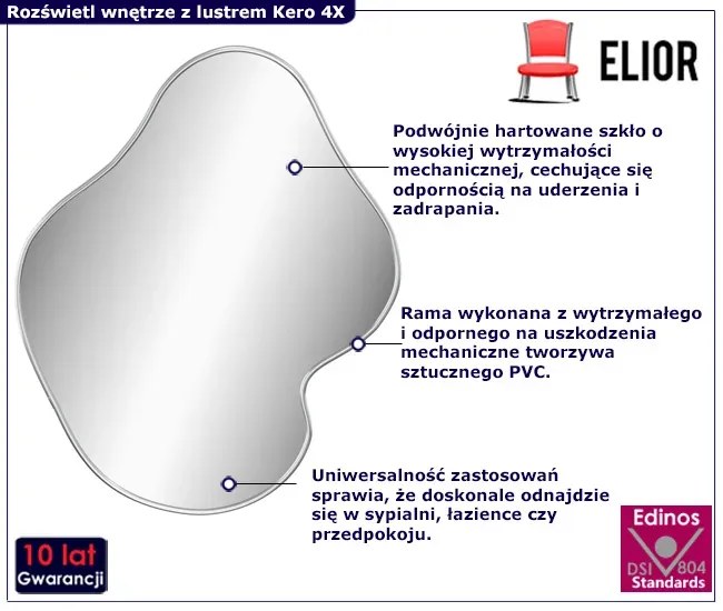 Srebrne eleganckie lustro wiszące 60x50 cm Z0-G30