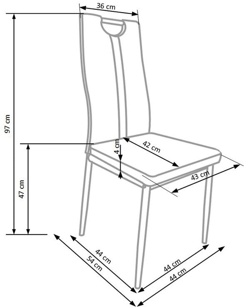 Krzesło cappucino tapicerowane z uchwytem eco skóra chrome K202