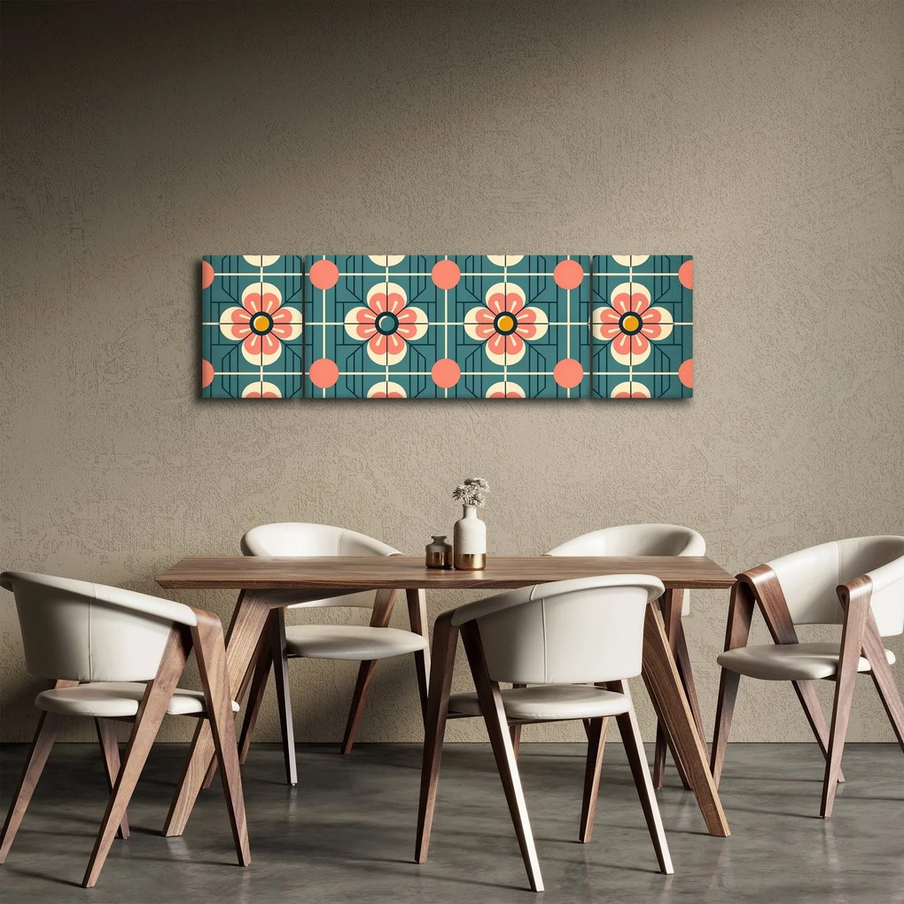 Obraz - Retro wzór z kwiatami (170x50 cm)
