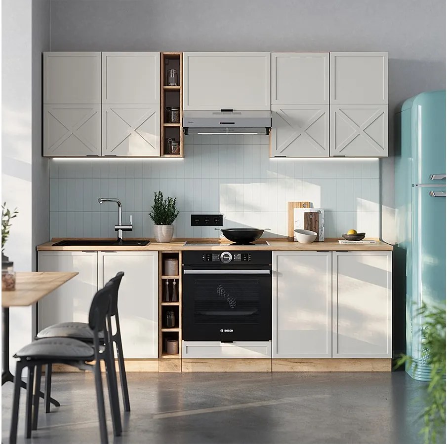 Aneks kuchenny szary/beżowy/złoty dąb 235x46x81.6 fame-line