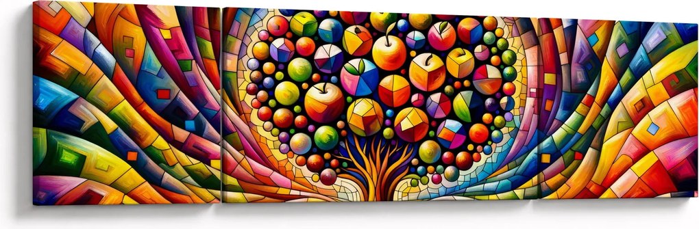 Obraz – Kolorowe drzewo z jabłkami (170x50 cm)