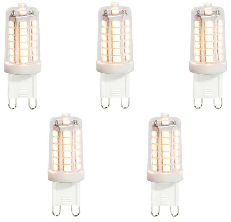Zestaw 5 przezroczystych żarówek LED G9 3,5W 480lm 3000K