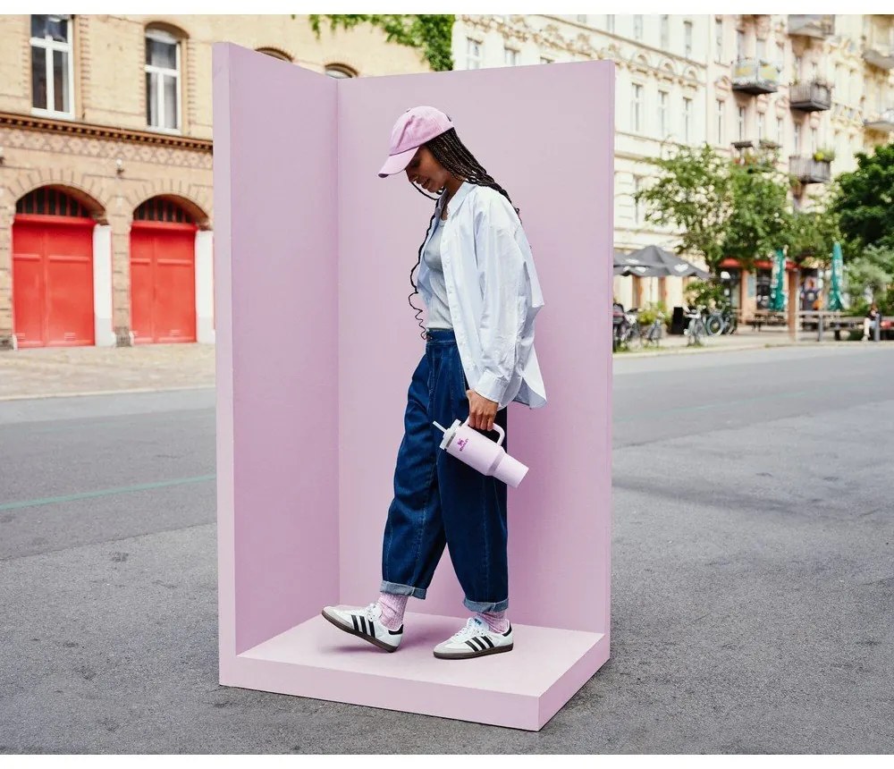 Różowy termos ze słomką ze stali nierdzewnej 1,18 l Quencher H2.0 FlowState Tumbler Cherry Blossom – Stanley