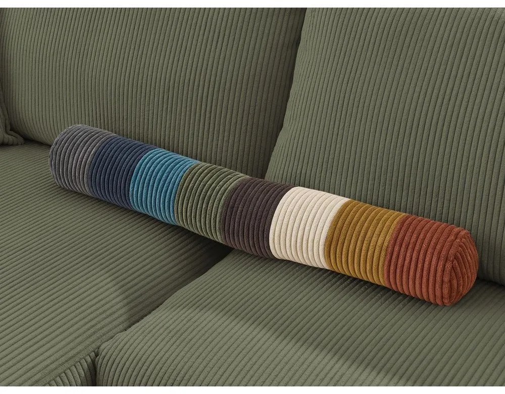 Zielonobrązowa sztruksowa rozkładana sofa 225 cm Augustin – Bobochic Paris