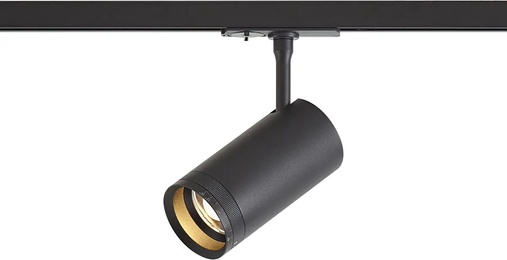 Nowoczesny czarny reflektor do 1-fazowego systemu szynowego z LED, obrotowy i przechylny - Iconic Zoom