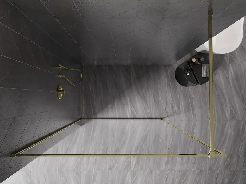 Mexen Kioto-F ścianka prysznicowa Walk-in z ramką 180 x 202 cm, transparent 8 mm, złota - 800-180-104-50-00