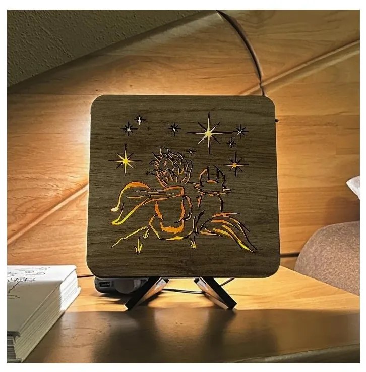 Li-Go 5788/DUB2 - Dekoracja stołowa LED 12W/230V 19x19 cm dąb/Mały Książę