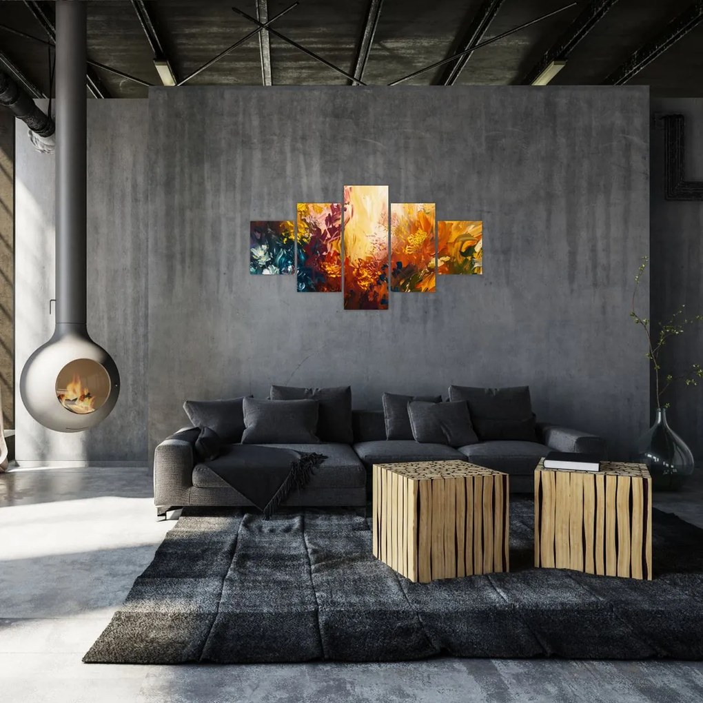 Obraz - Abstrakcyjny obraz kwiatów (125x70 cm)