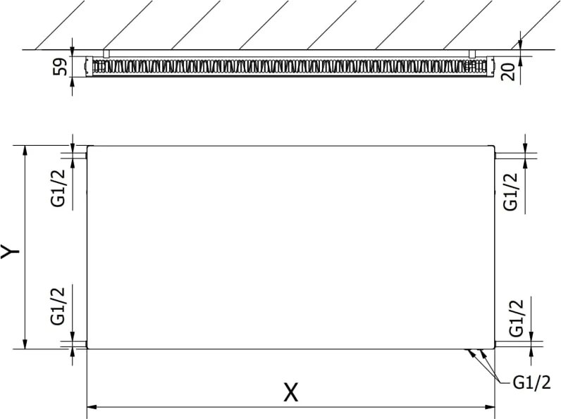 Mexen Flat CVF11 grzejnik płytowy 600 x 600 mm, podłączenie dolne, 470 W, biały - W611F-060-060-00