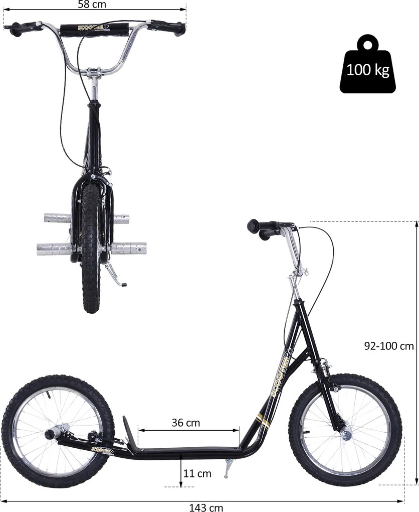 HOMCOM Hulajnoga dziecięca hulajnoga miejska hulajnoga dla dzieci 16'' kolor czarny