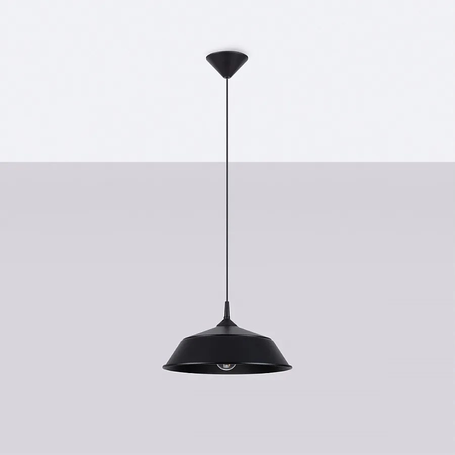 Lampy wiszące skandynawski Quarix, stal - 1 źródło światła 4000K - L.34 x H.74 cm - czarny