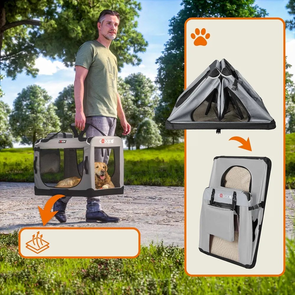 Torba transportowa dla psów i kotów ELI, 70x52x52cm, szara Cadoca