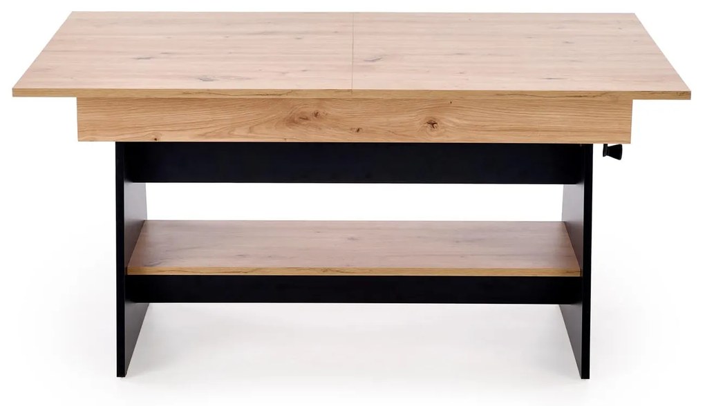 Rozkładany ławo-stół, podnoszony, dąb artisan/czarny 120-160/70/61-72 ERIKA