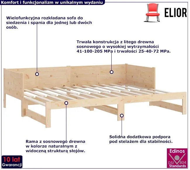 Łóżko rozsuwane z naturalnego drewna 2x(80x200) cm - Eluwin 3X