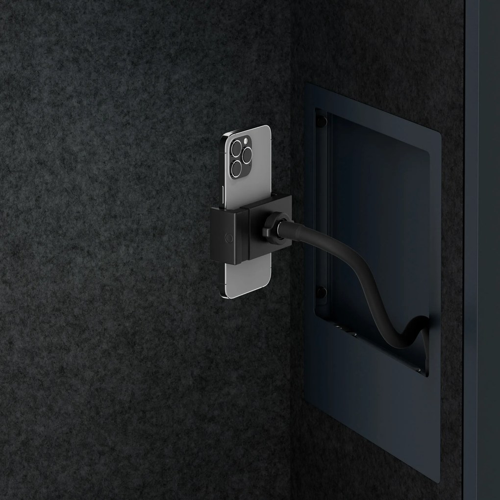 Kabina akustyczna SALLY MentalBox 1150 mm – antracytowy korpus, ciemnoszare siedzisko