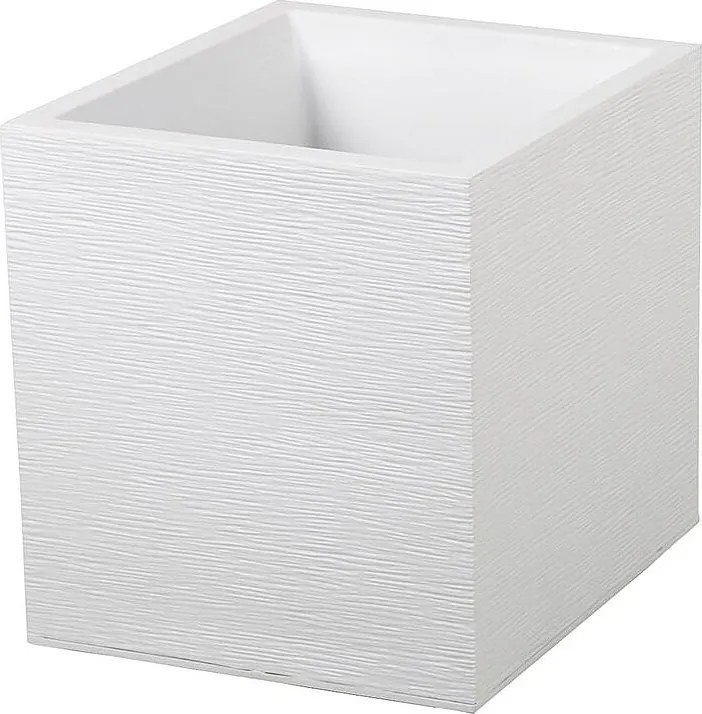 Doniczka Kwadratowa Graphit Biały 39,5 x 39,5 x 43,5 cm - 35 L - Nowoczesny Design - Odporna na Warunki Zewnętrzne i Wewnętrzne