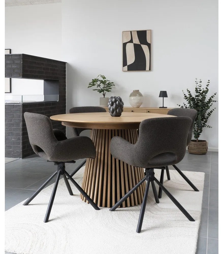 Brązowe tapicerowane fotele jadalniane zestaw z podłokietnikami 2 szt. Amorim – House Nordic