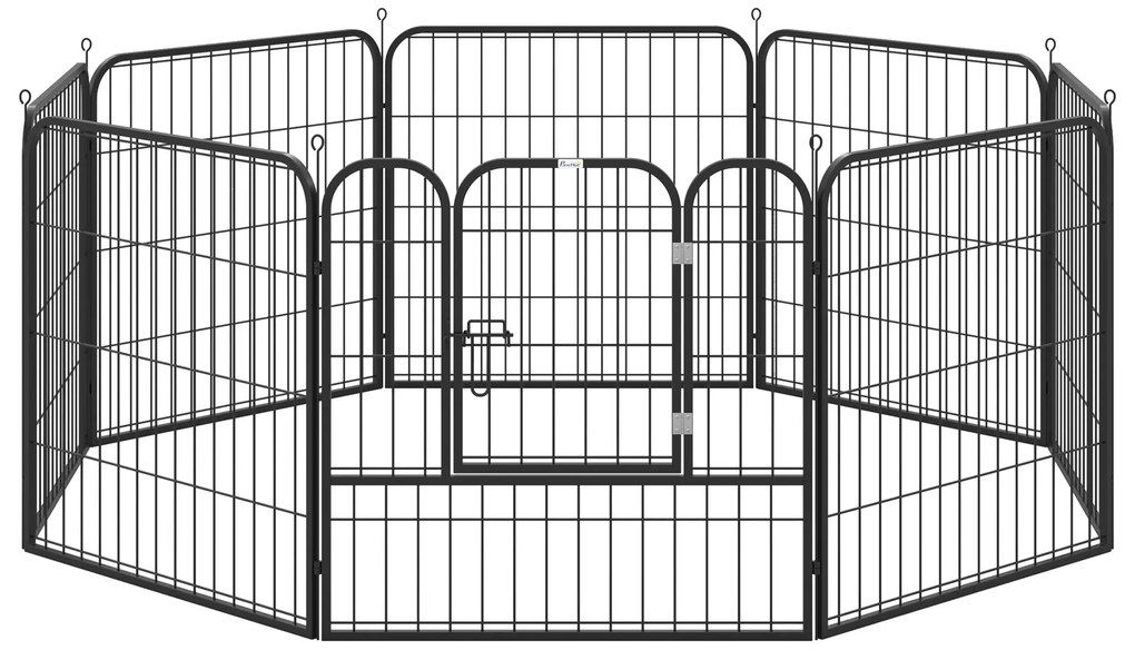 PawHut Wybieg dla szczeniąt metalowy z drzwiami konfigurowalny czarny 79x79cm | Aosom PL