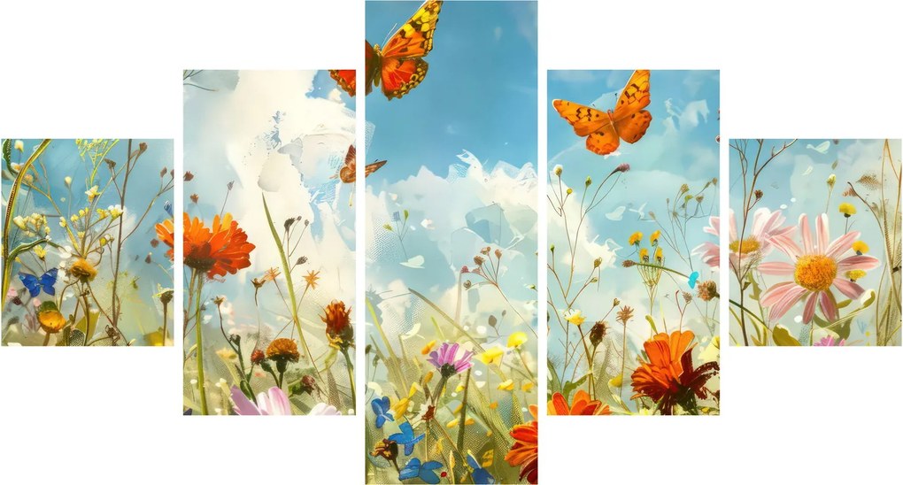Obraz - Motyle na letniej łące (125x70 cm)