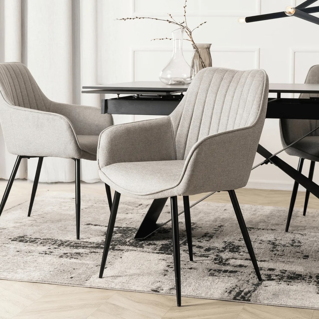 Krzesło Tapicerowane do Salonu MALAGA Szare Nowoczesne