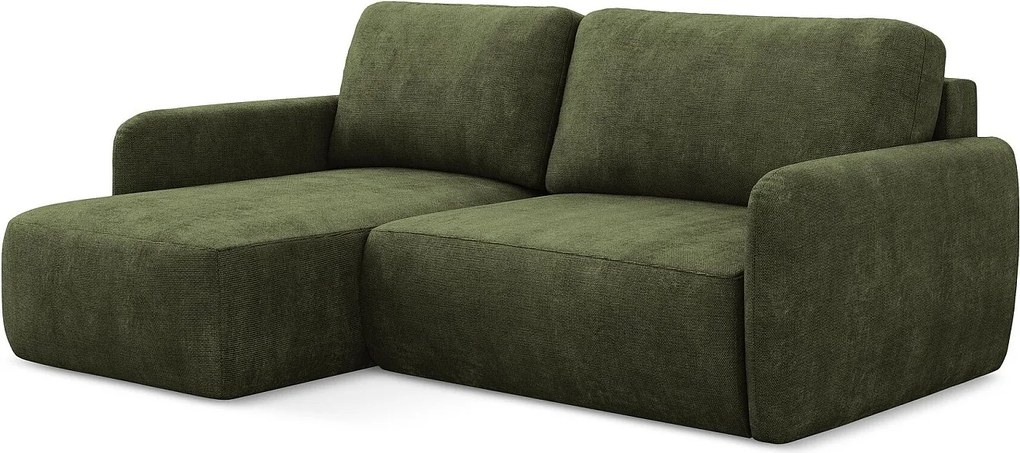 Narożnik lewostronny z funkcją spania - z tkaniny szenilowej - oliwkowy - LILO
