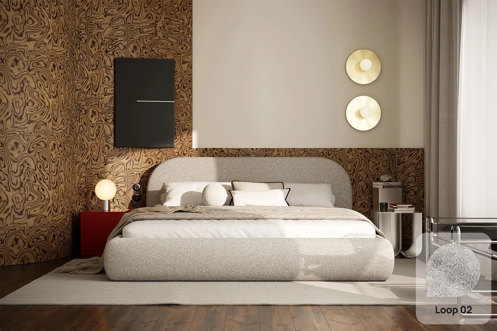 Łóżko Livv 160x200, tkanina LOOP 02, stelaż metalowy