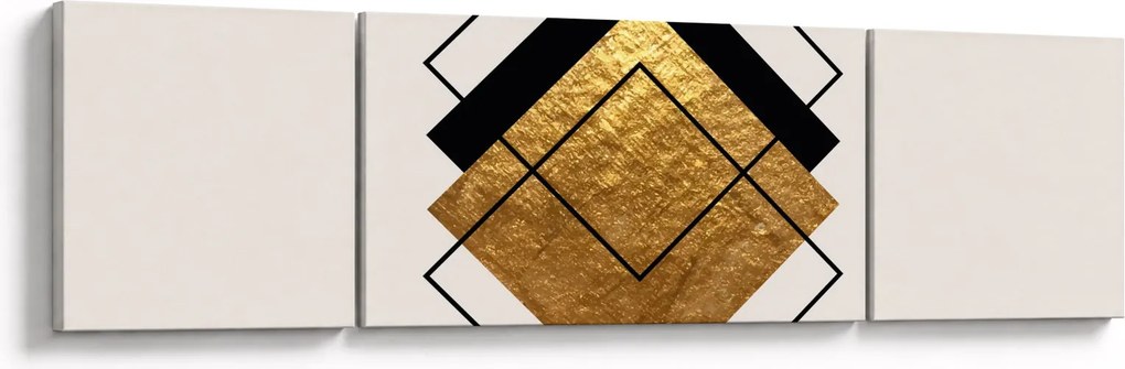 Obraz - Abstrakcja złoto-biała N⁰1 (170x50 cm)
