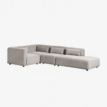 Sofa Modułowy Narożny 4-częściowy Z Prawym Szezlongiem Fogler Sztruks Jasny Szary Taupe - Sklum