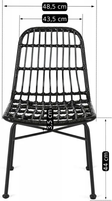 Krzesło Ogrodowe Rattanowe WALDI Czarne Boho