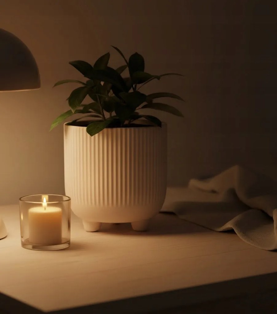 Doniczka Osłonka Beż 15 cm z Ceramiki na Trzech Nóżkach Designerska Donica