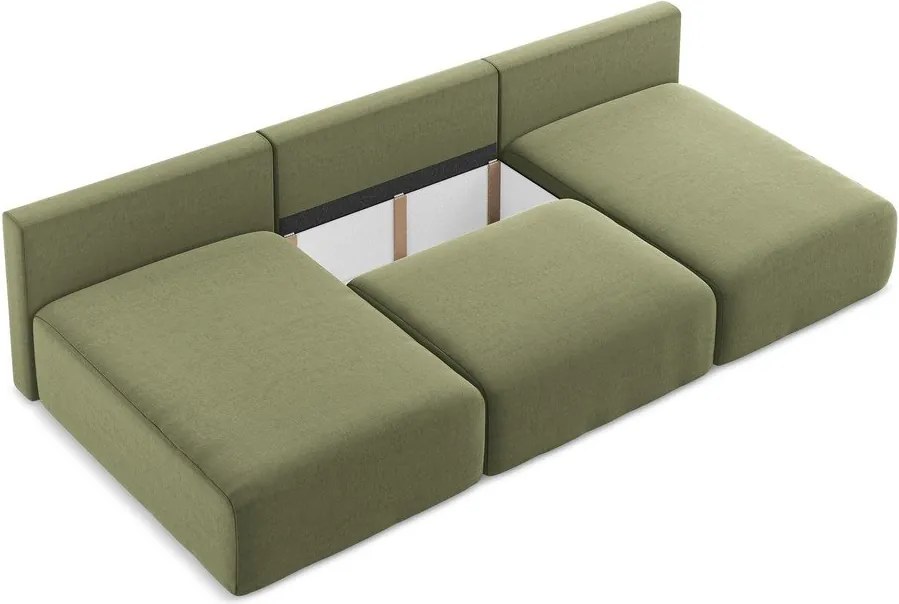 Zielony aksamitny rozkładany/ze schowkiem narożnik (w kształcie litery U) Kalena – Makamii