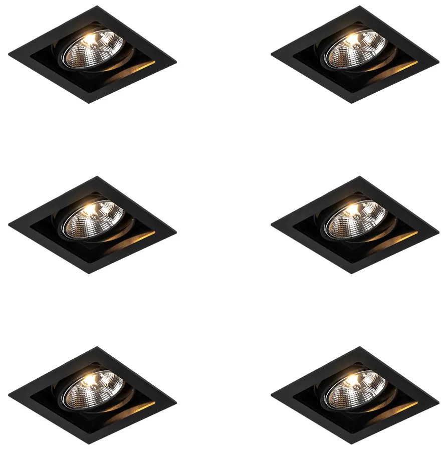 Zestaw 6 Nowoczesna oprawa do wbudowania czarna regulowana 18cm - Artemis 111