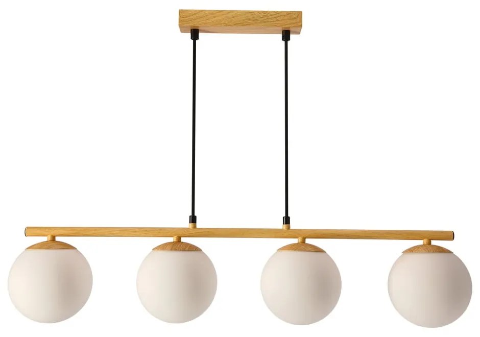 Biało-naturalna lampa wisząca ze szklanym kloszem Carrine – Candellux Lighting