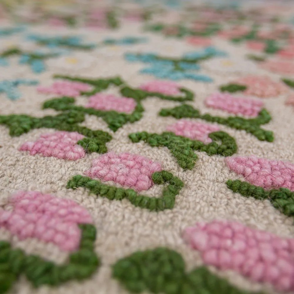 Kremowy wełniany dywan tkany ręcznie 160x230 cm Emilia Floral – Flair Rugs