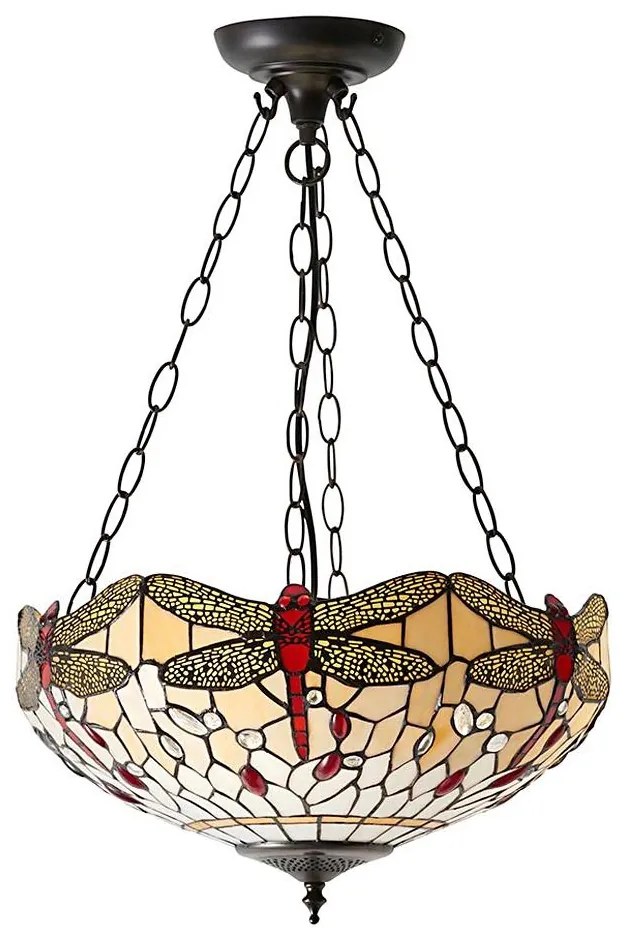 Endon 70759 - Żyrandol na łańcuchu Tiffany DRAGONFLY 3xE27/60W/230V średnica 41 cm