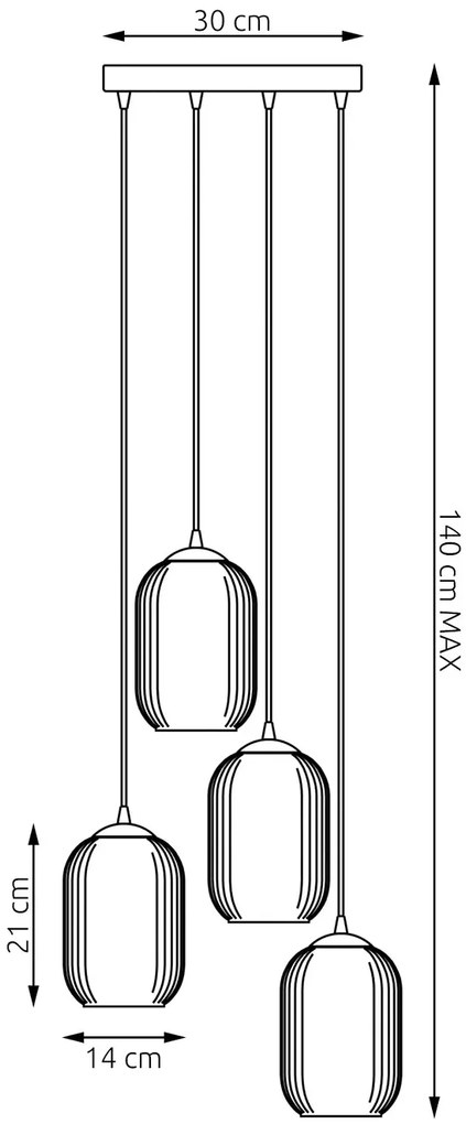 Nowoczesna lampa wisząca z czterema kloszami - D165 C0-K15