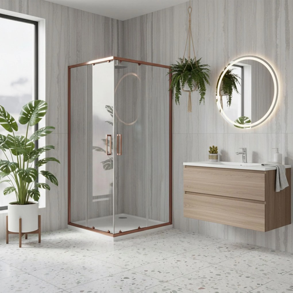 Kabina prysznicowa Rea City 80x80 Miedź Szczotkowana