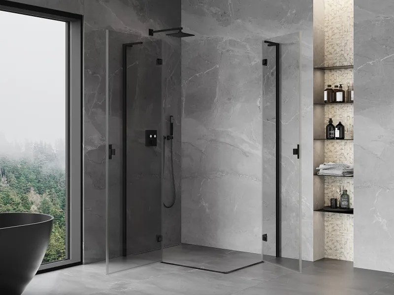 Mexen Mist-H L Duo kabina prysznicowa uchylna lewa 100 x 75 cm, transparent, czarna - 8A5L-100L-075P-70-00