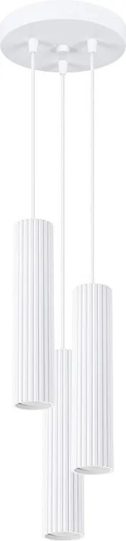 Lampa Wisząca Minimalistyczny Karbon, Aluminium - 3 Źródło - L.19.5 X H.108 Cm - Biały
