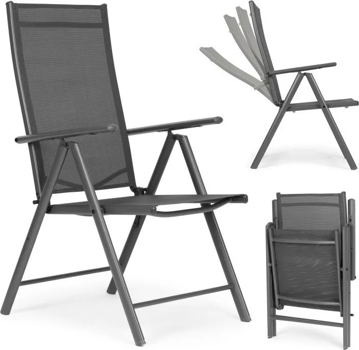Krzesło ogrodowe, składane, regulowane Napoli, szare